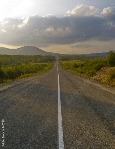The Evening landscape  road  russian Far East