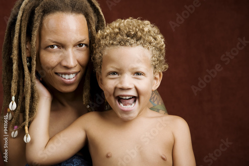 African American mother and biracial son