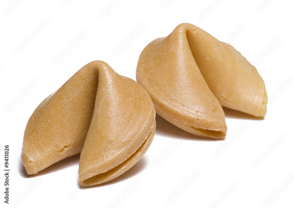 Two fortune cookies isolated on white background Two fortune cookies isolated on white background