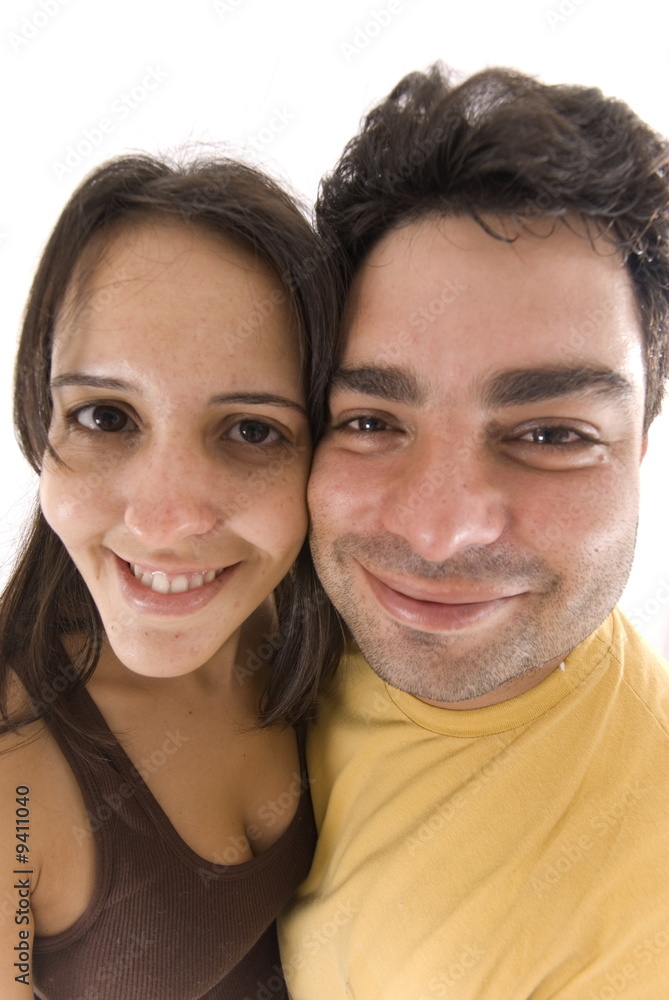 Funny Couple Portrait on white Background . Funny Couple Portrait on white Background .