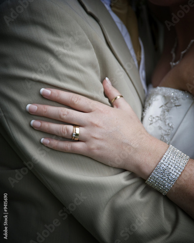 Bride showing her new wedding ring