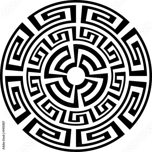 sun - round greek ornament - t-shirt, tattoo design