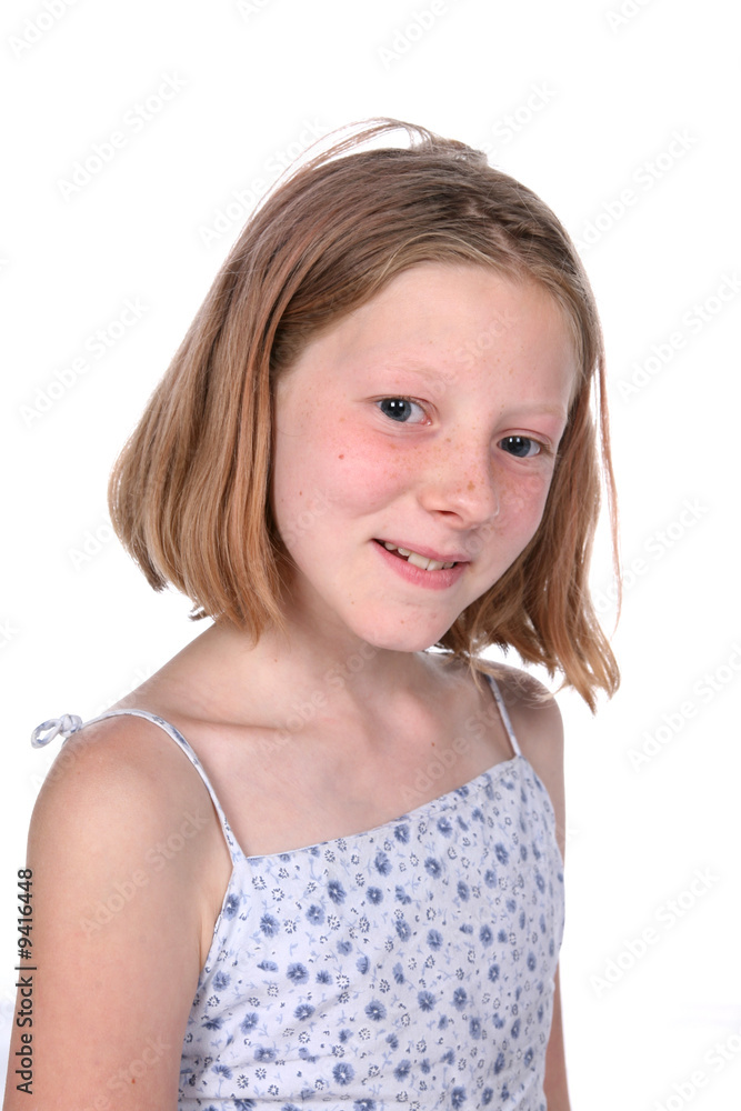 freckled little girl with short straight hair smiling freckled little girl with short straight hair smiling