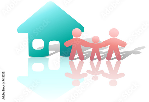 Happy Family Parents & Child Home Symbol Icon