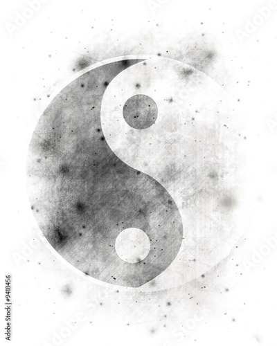 Fototapeta Yin yang symbol on a spotted white background