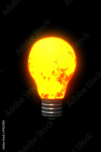 burning sun light bulb
