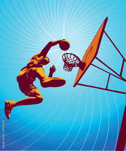 Basketball player jumping for the hoop