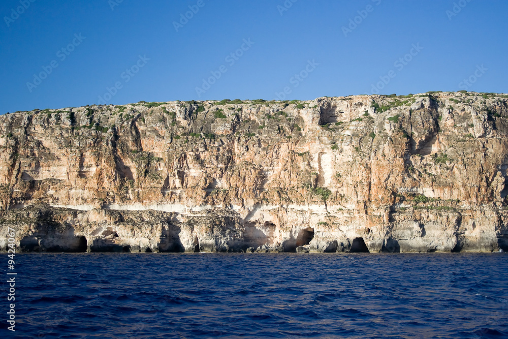The nice texture of cliff from the sea view.