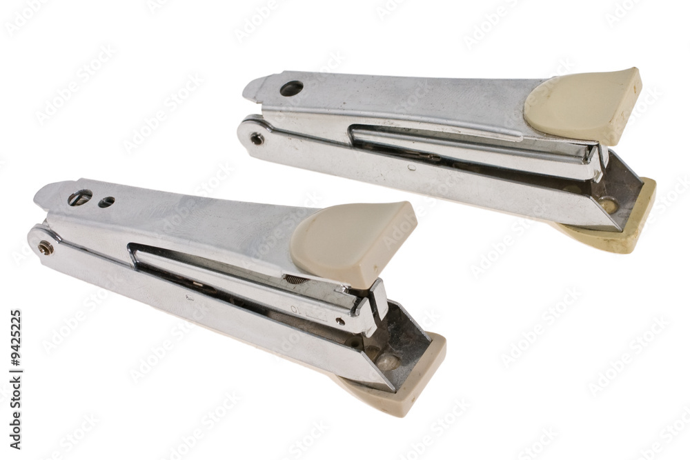 Stapler for papers on a white background Stapler for papers on a white background
