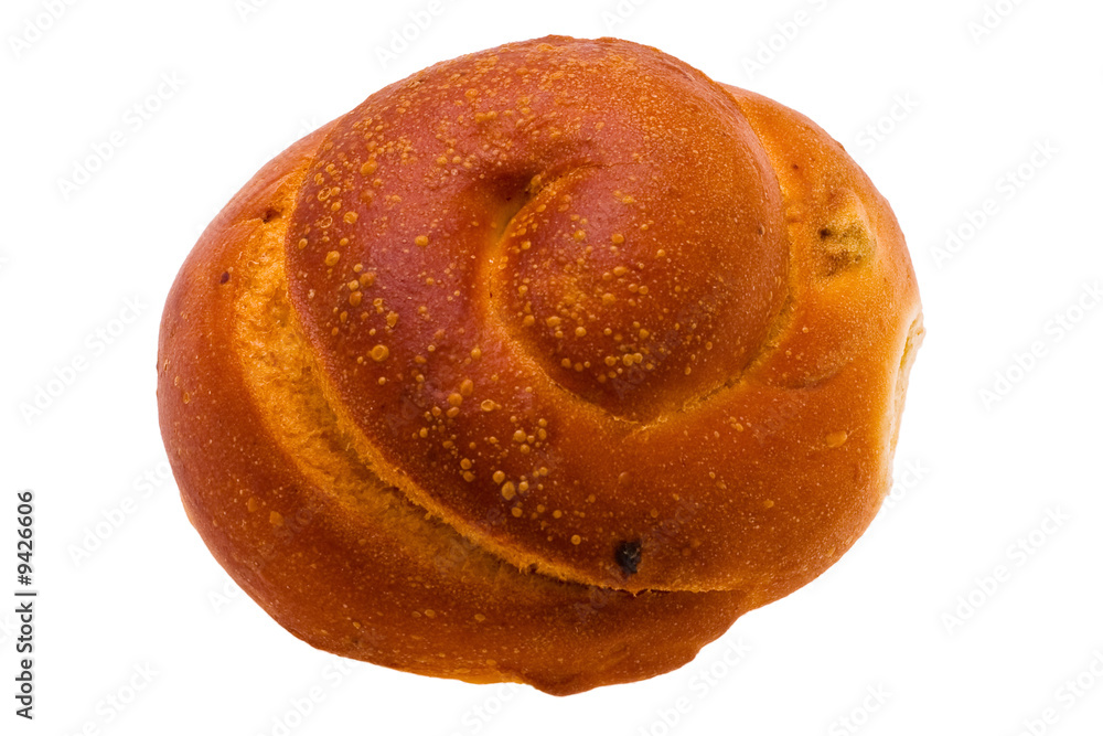 Fototapeta premium spiral fresh bun expressed on white background