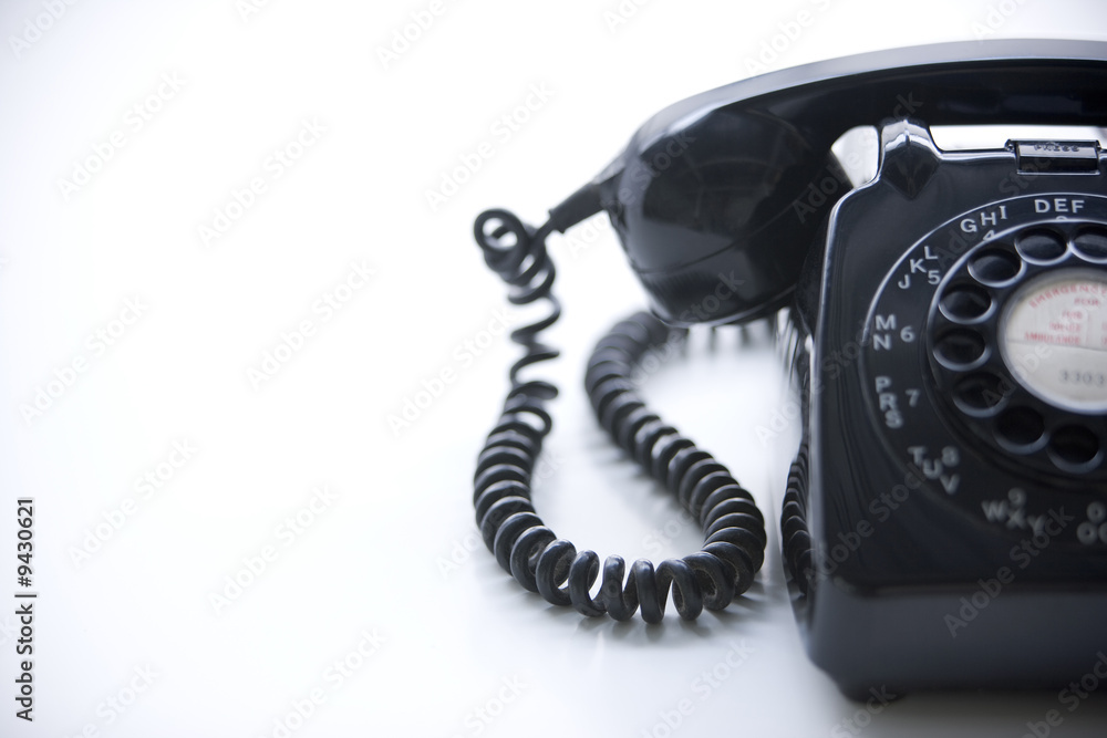 Studio Shot Of A Black Rotary Phone