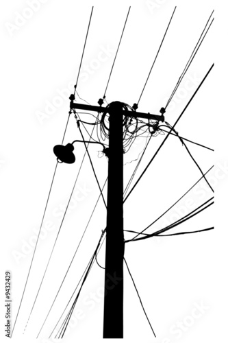 silhouette vector trace of overhead electrical power cables