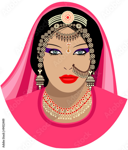 Vector illustration of a pretty woman of Rajasthan