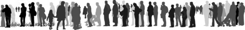 people waiting in queue silhouette vector