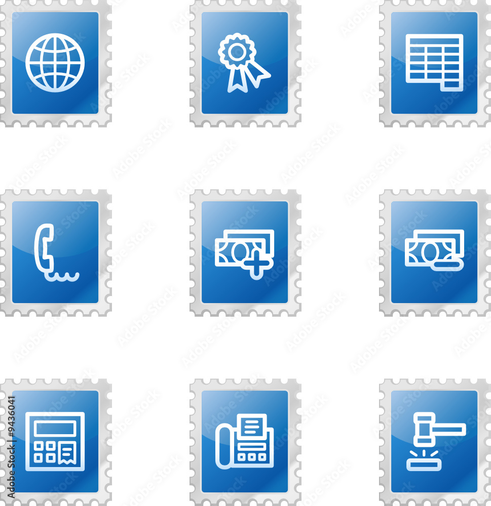 Finance 2 web icons, blue glossy stamp series