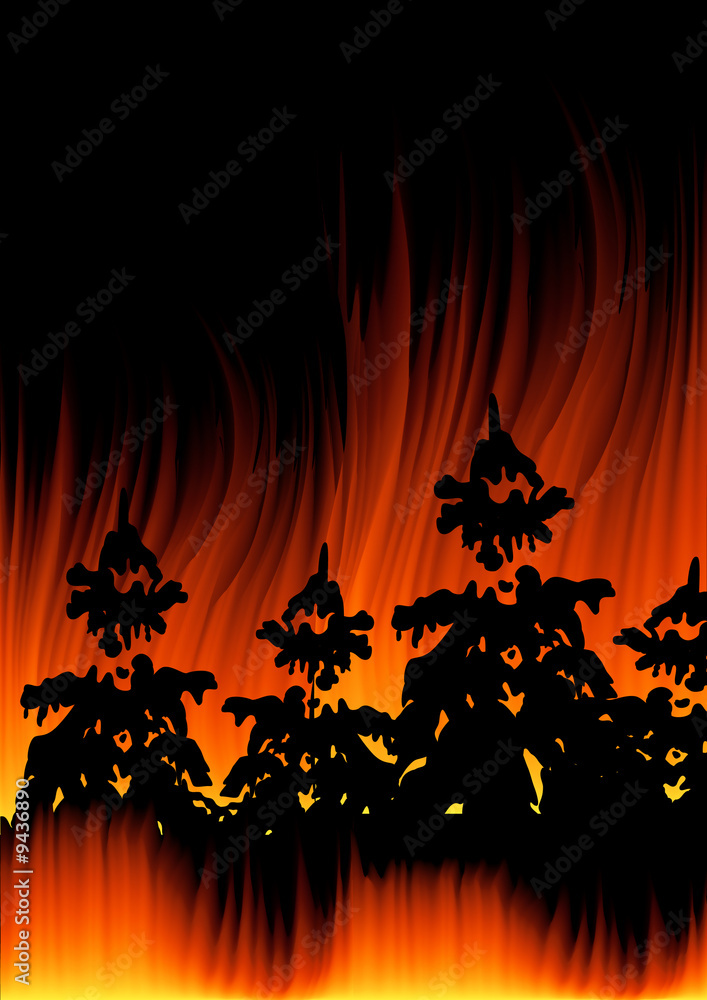 Forest fire, vector illustration