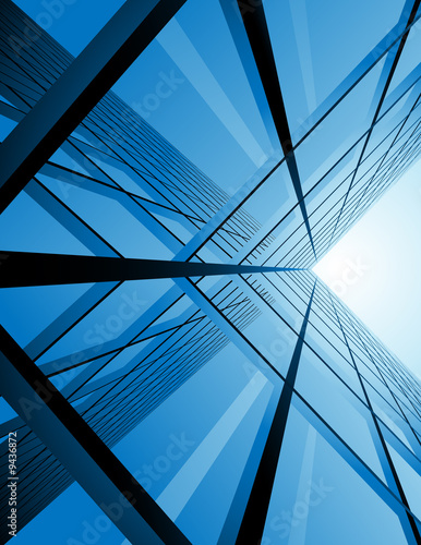 Modern building reflection, vector illustration