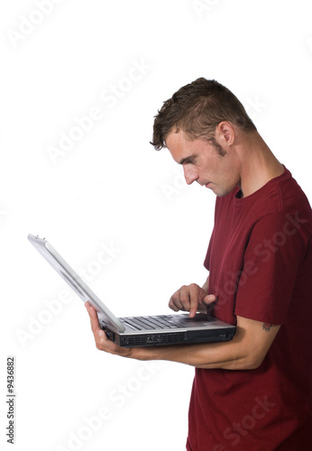 man looking at laptop