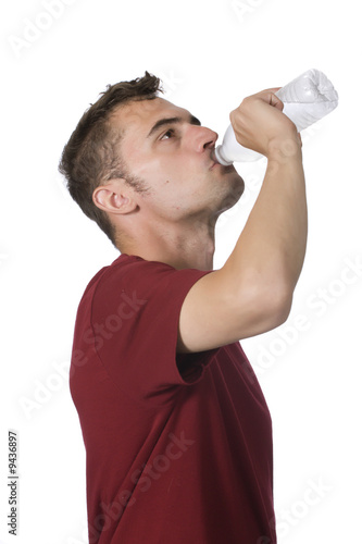 man drinking water