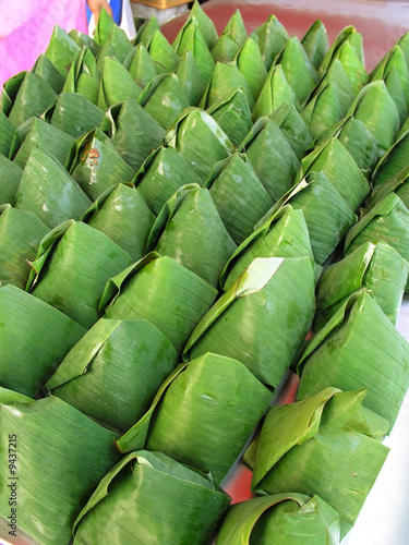 Traditional Malay Nasi Lemak wrapped with babana leaf