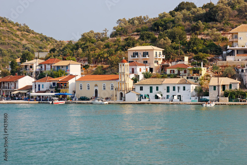 The port of Vathi, in the little island of Meganisi, Greece photo