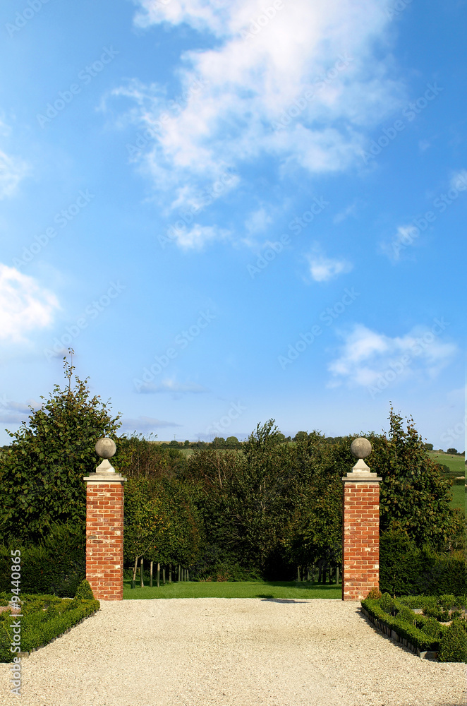 Entrance way to a country house and gardens