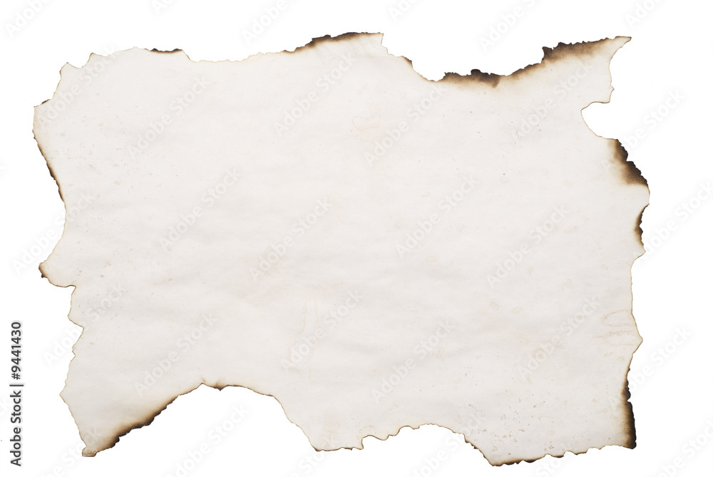 burnt paper isolated on white