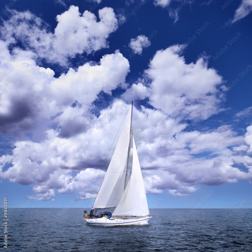 Sailing boat in the wind