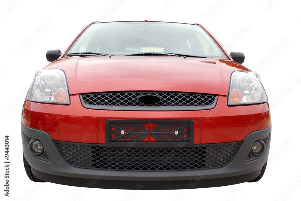 front of red city car isolated front of red city car isolated