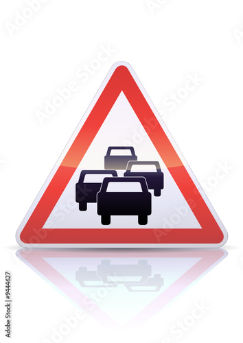 Panneau de danger embouteillage (reflet métal)