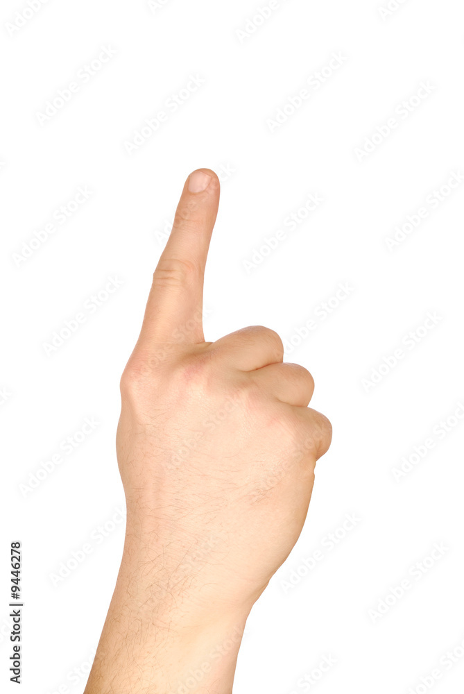 Isolated hand with finger pointing somewhere up Isolated hand with finger pointing somewhere up