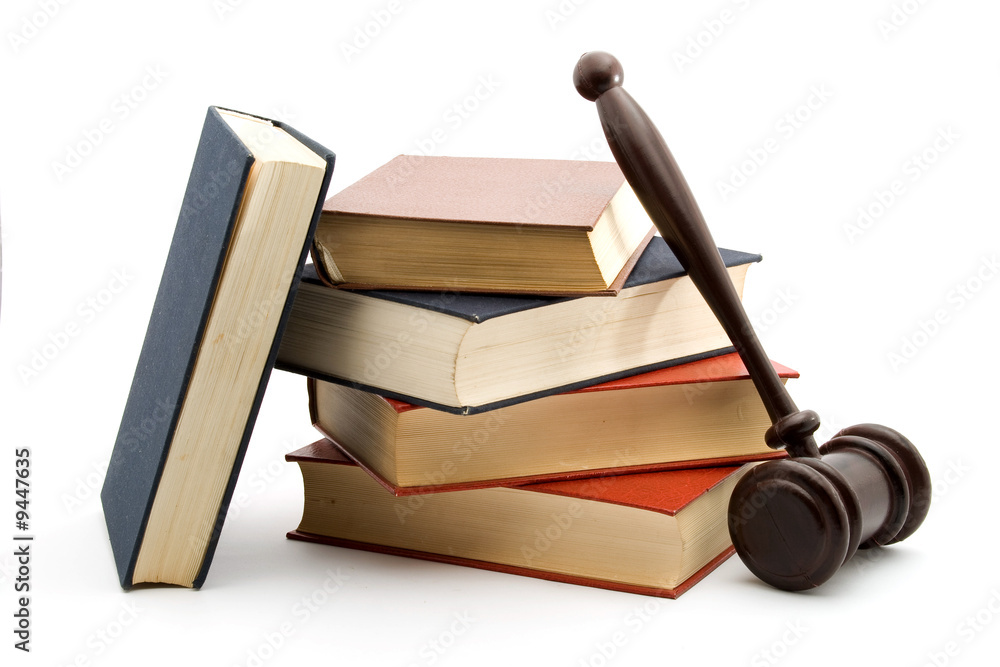 books and gavel studio isolated over white books and gavel studio isolated over white
