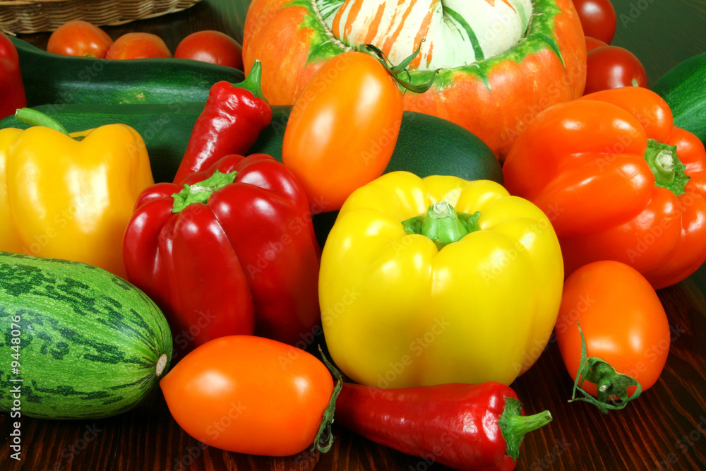 Beautiful, colorful and healthy vegetables on the table Beautiful, colorful and healthy vegetables on the table
