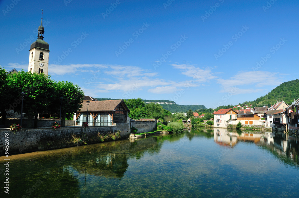 Beautiful little town at the Loue river in France