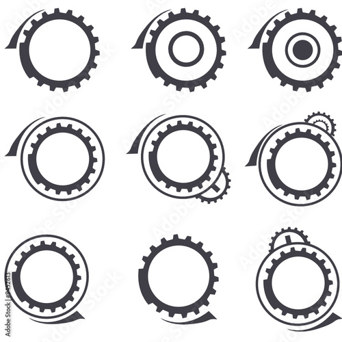 Set of gear wheels vector  logos and graphic design elements