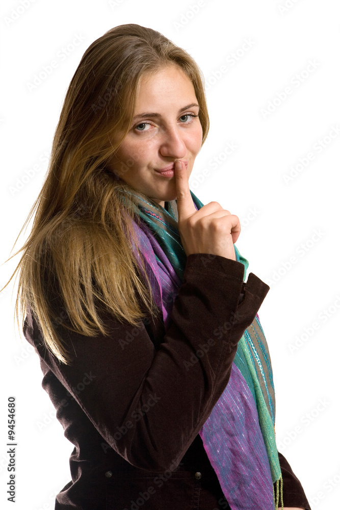 Portrait of pretty girl in autumn coat. Isolated on white. Portrait of pretty girl in autumn coat. Isolated on white.