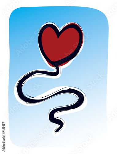 Abstract Heart Shape Flying Over Blue Sky