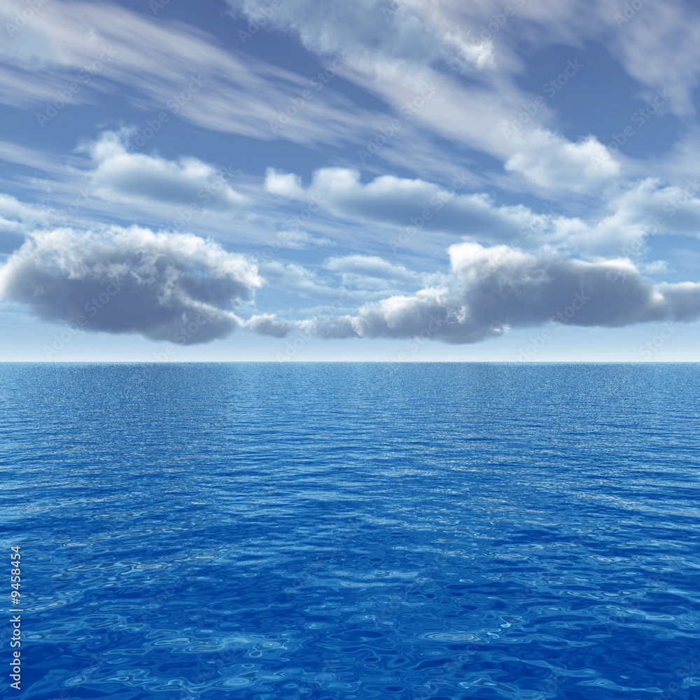 Fototapeta premium Beautiful sea and clouds sky - digital artwork