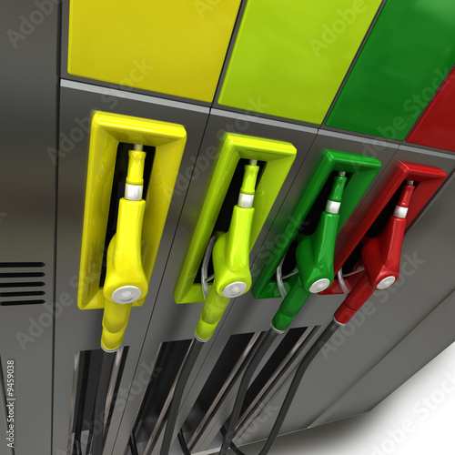 3D rendering of four bright...