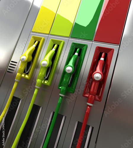 3D rendering of four bright...