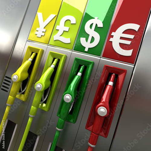 3D rendering of gas pumps w...