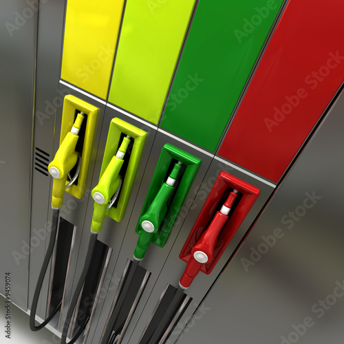 3D rendering of four bright...
