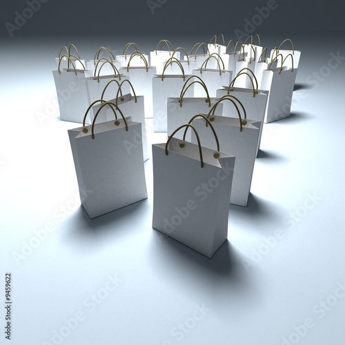 White shopping bags on a white background