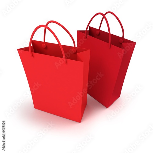 Duo of red shopping bags ag...