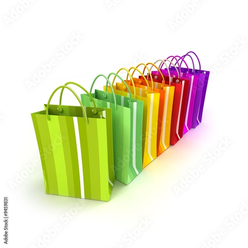 Brightly colored shopping b...