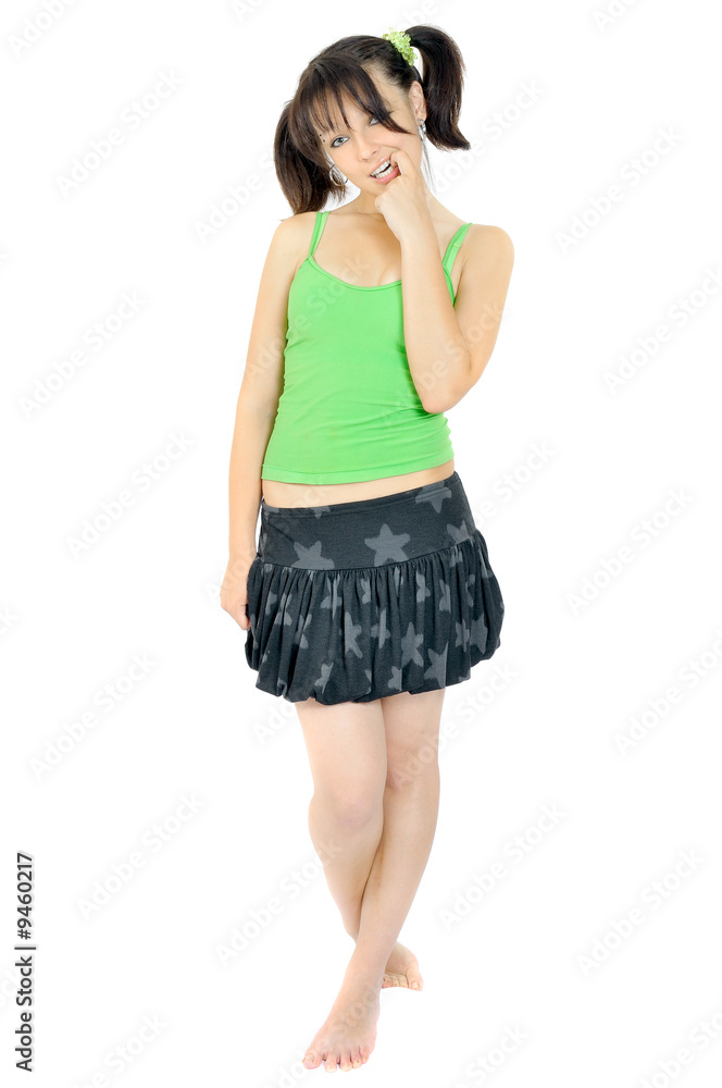 Shy pretty girl, isolated on white Shy pretty girl, isolated on white