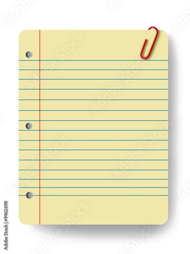 Blank notepad and a paper clip