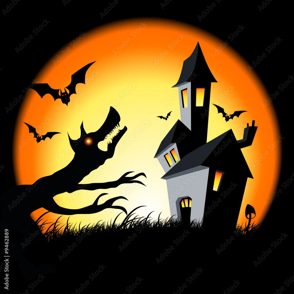 Scary haunted halloween house! Vector illustration. Scary haunted halloween house! Vector illustration.