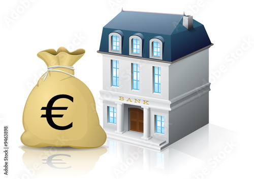 Banque et sac d'euros (reflet)