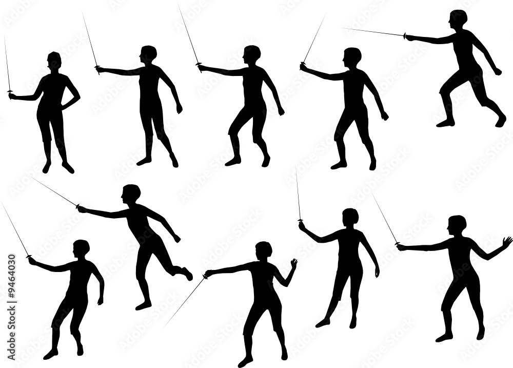 Naklejka premium fencing girl silhouettes